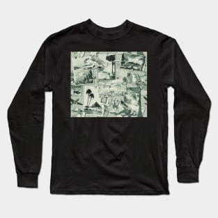 The Wall  of retro Postcards (BW) Long Sleeve T-Shirt